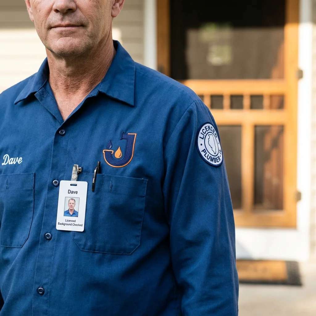 Licensed plumber showing ID badge in Thedford, NE