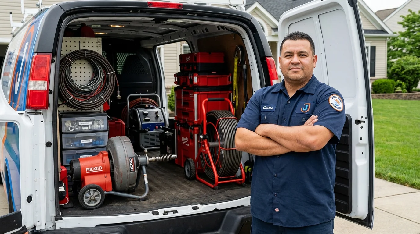Professional drain cleaning equipment and Johns Plumbing LLC plumber in Thedford