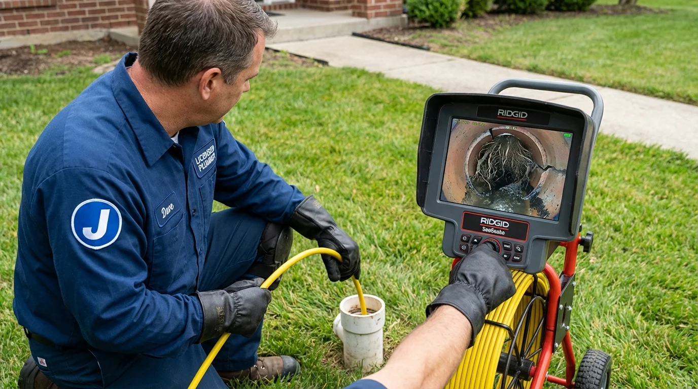 Sewer camera inspection being performed by Johns Plumbing LLC in Thedford