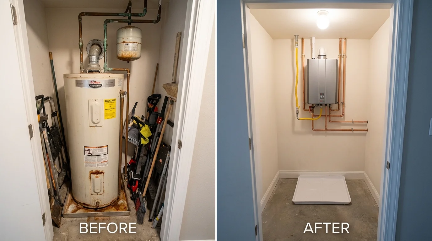 Tank water heater versus wall-mounted tankless unit comparison for Thedford, NE homeowners