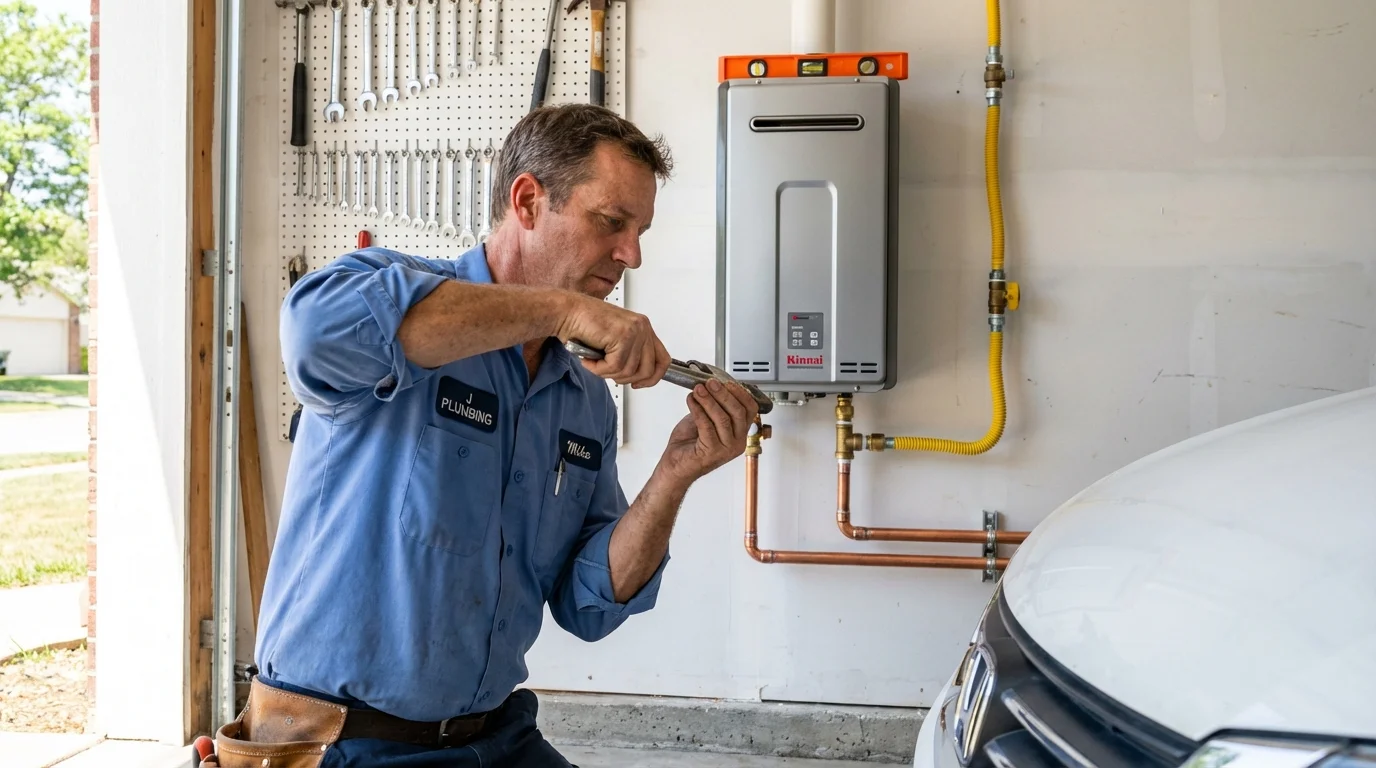 Tankless water heater installation by a Johns Plumbing LLC plumber in Thedford